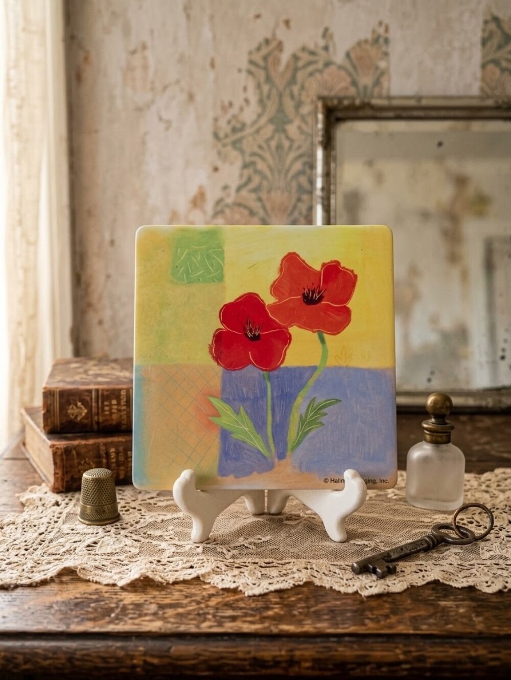 Hallmark Red Poppy Insulated Hot Pad Trivet Range Kleen 7x7"